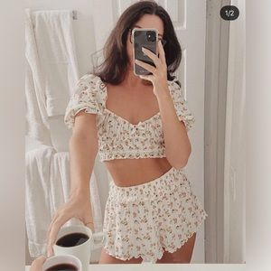White Lola Pointelle Crop Top (Small)